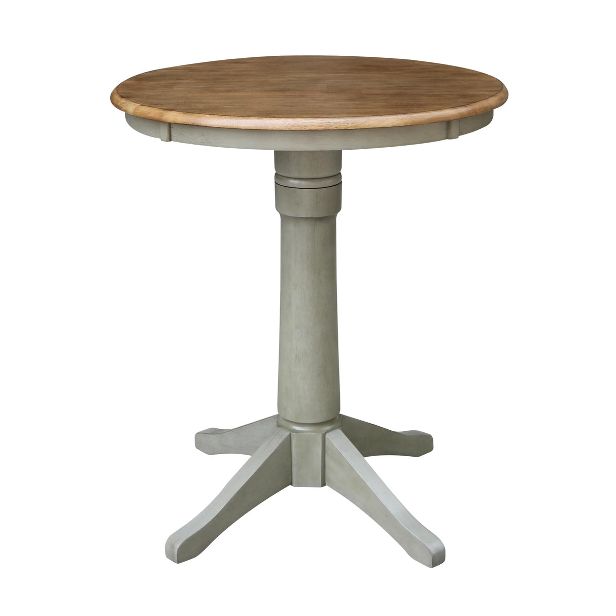 IC International Concepts 30" Round Top Pedestal Counter Height-Distressed Hickory/Stone Finish Dining Tables IC International Concepts