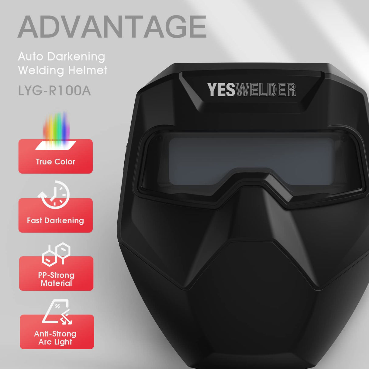 YESWELDER True Color Auto Darkening Welding Goggles, Wide Shade Range 4/5-9/9-13 with Grinding, Welding Glasses Welder Mask Welding Helmet for TIG MIG ARC Plasma Cut YESWELDER
