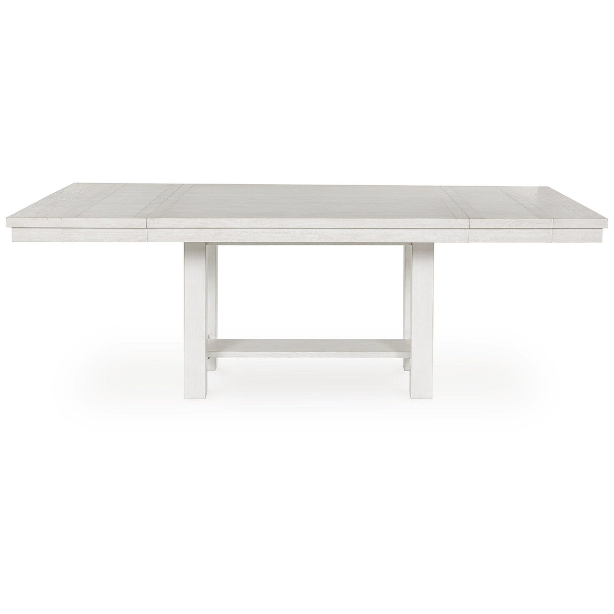 Signature Design by Ashley Robbinsdale Transitional Dining Extension Table with Removable Leaf & Trestle Base, White Signature Design by Ashley
