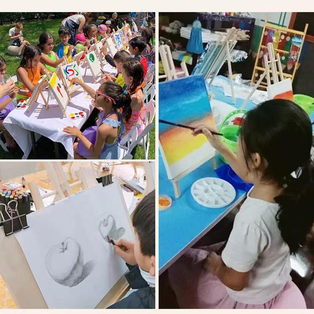 11.8" Wood Easels, Small Tabletop Display Stand, Tripod, Painting Party Easel, Kids Student Tabletop Easels for Painting, Portable Canvas Photo Picture Sign Holder DSUWAZU