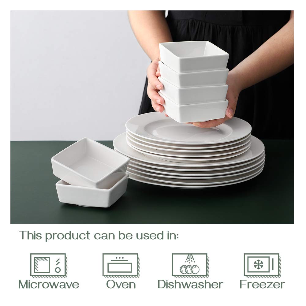 DOWAN Ramekins 6 oz Oven Safe, Square Ramekins for Creme Brulee, Porcelain Souffle Ramekins for Baking, Dessert Bowls Appetizer Bowls Dipping Sauce Dish, Set of 6, White DOWAN