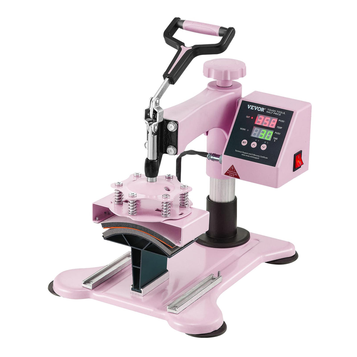 VEVOR 8 in 1 Heat Press Machine Combo with 30 OZ Tumbler Press & Hat Press 12x15 inch Heat Press for T-Shirts, Hats Caps Tumblers Glass Cans Mugs, and Plates (Pink) VEVOR