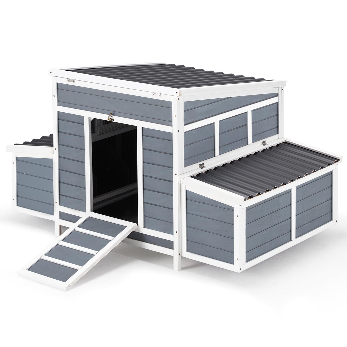 AECOJOY Wooden 56" Chicken Coop with 6 Nesting Boxes, Outdoor Chicken Cage Large Hen House Poultry Hutch AECOJOY