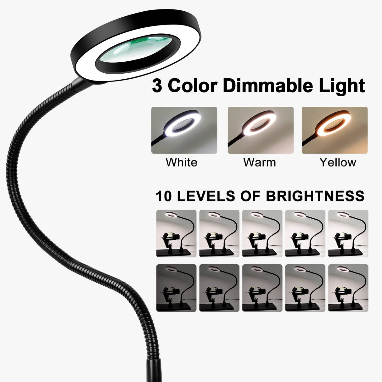 Magnetic Helping Hands Soldering Third Hand, PCB Circuit Board Holder with 3X LED Magnifying Lamp, 360 Hot Air Gun Holder, Extra Large & Heavy Duty Base Plate | Flexible Arms for Soldering Station NOEVSBIG