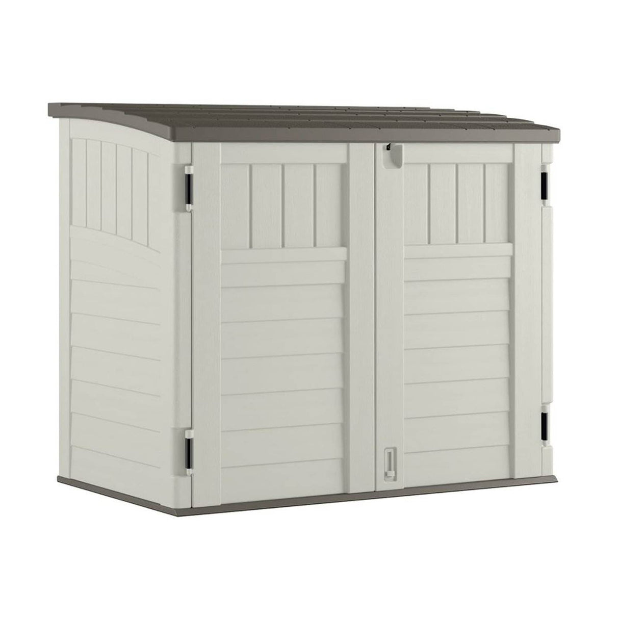 Suncast 2 Pack 34 Cu Ft Capacity Horizontal Outdoor Storage Shed for Garbage Cans, Garden Accessories, Backyard, and Patio Use, Vanilla Suncast