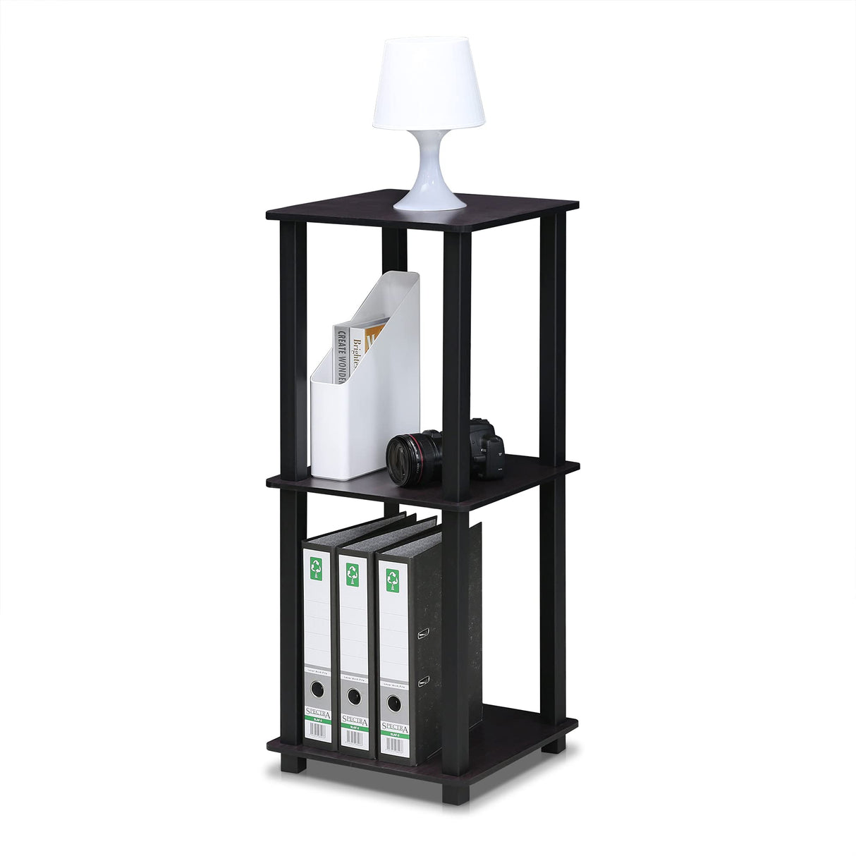 Furinno Simplistic Set of 2 End Table, Dark Walnut Furinno