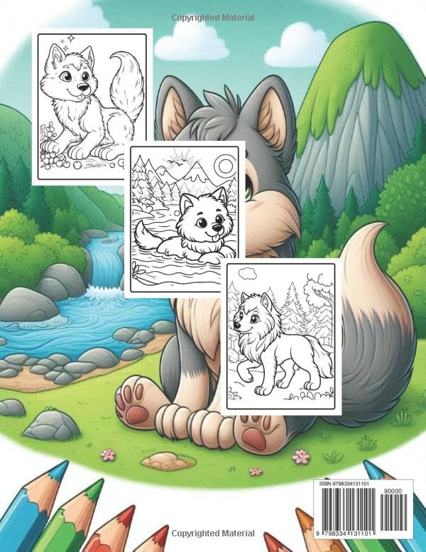Wolf Coloring Book: Funny and Cute Wolves Colouring Pages for Kids ages 4-8 or 8-12, Over 30 Illustrations for Relaxation and Stress Relief Majosta