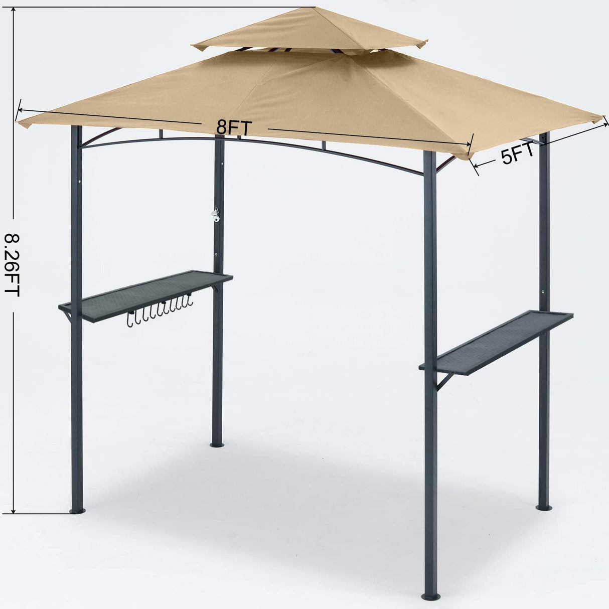 MASTERCANOPY 8 x 5 Grill Gazebo Outdoor BBQ Gazebo Canopy with 2 LED Lights (Khaki) MASTERCANOPY