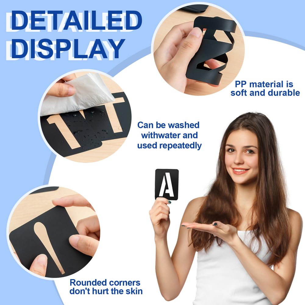 42 Pcs 3 Inch Alphabet Letter Stencils Symbol Numbers Stencils, Reusable Plastic Letter Template Set for Drawing on Wood, Wall, Glass, Porch, Fabric, Rock, Sign and Craft Decoration (Black) Boazimy