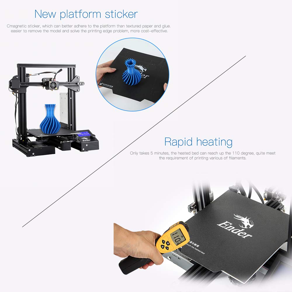 Official Creality Ender 3 3D Printer with Resume Printing Function and Stable Power Supply, High Precision Printing and High-standard V-profiles DIY 3D Printers Printing Size 8.66*8.66*9.84 inches Creality