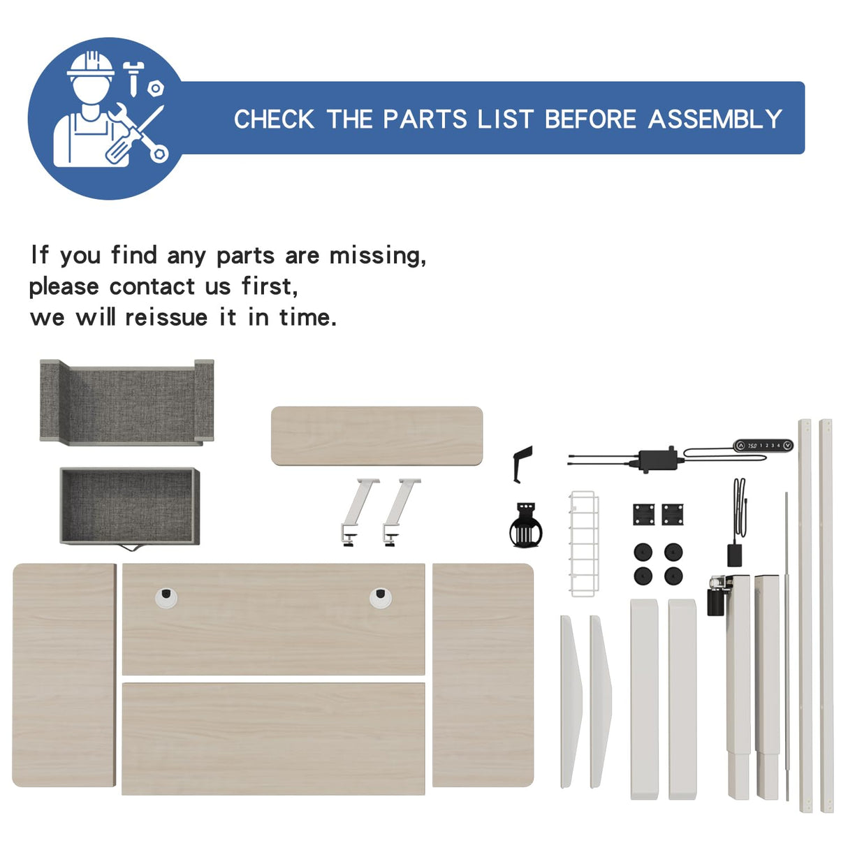 HEONAM Electric Standing Desk with Drawer, 63x30 Inches Height Adjustable Sit Stand Up Desk with Storage Shelf, Home Office Desk Computer Workstation with White Pearwood Top/White Frame HEONAM