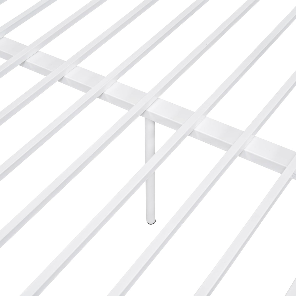 Full XL Over Queen Bunk Bed with Build in Ladder and Guardrail, Convertible Bunk Bed, Heavy Duty Metal Bunk Bed Full XL Over Queen Size Bunk Bed, White Bunk Bed for Kids, Teens, Adults Bellemave