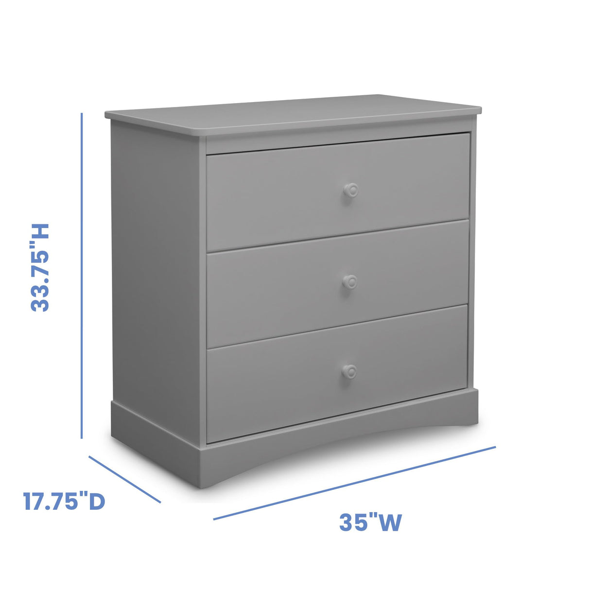 Delta Children Sutton 3 Drawer Dresser with Changing Top and Interlocking Drawers - Greenguard Gold Certified, Grey Delta Children