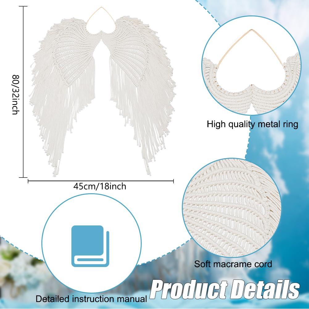 INFUNLY Macrame Angel Wings Kit - DIY Angel Wings Woven Wall Hanging for Christmas, Birthday with Instructions INFUNLY