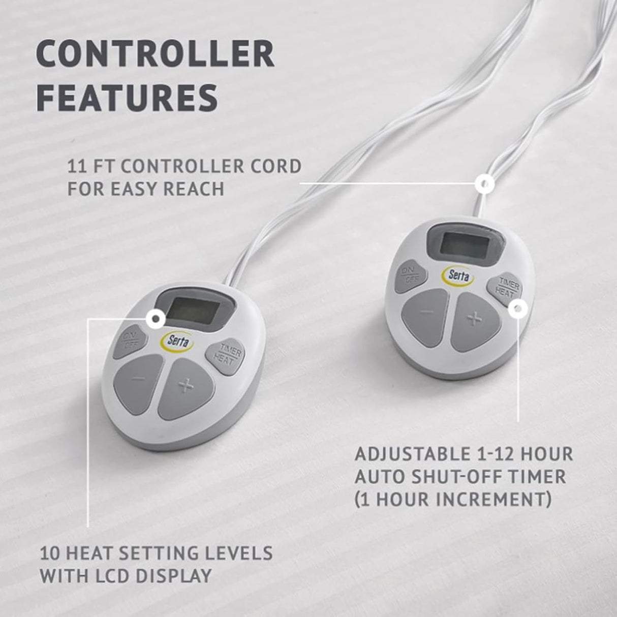 Serta Waterproof Heated Mattress Pad - Electric Bed Warmer with 10 Heat Settings, Auto Shut Off Timer, ETL Certified Electric Mattress Pad, Elastic Deep Pocket, Machine Washable, White King Serta