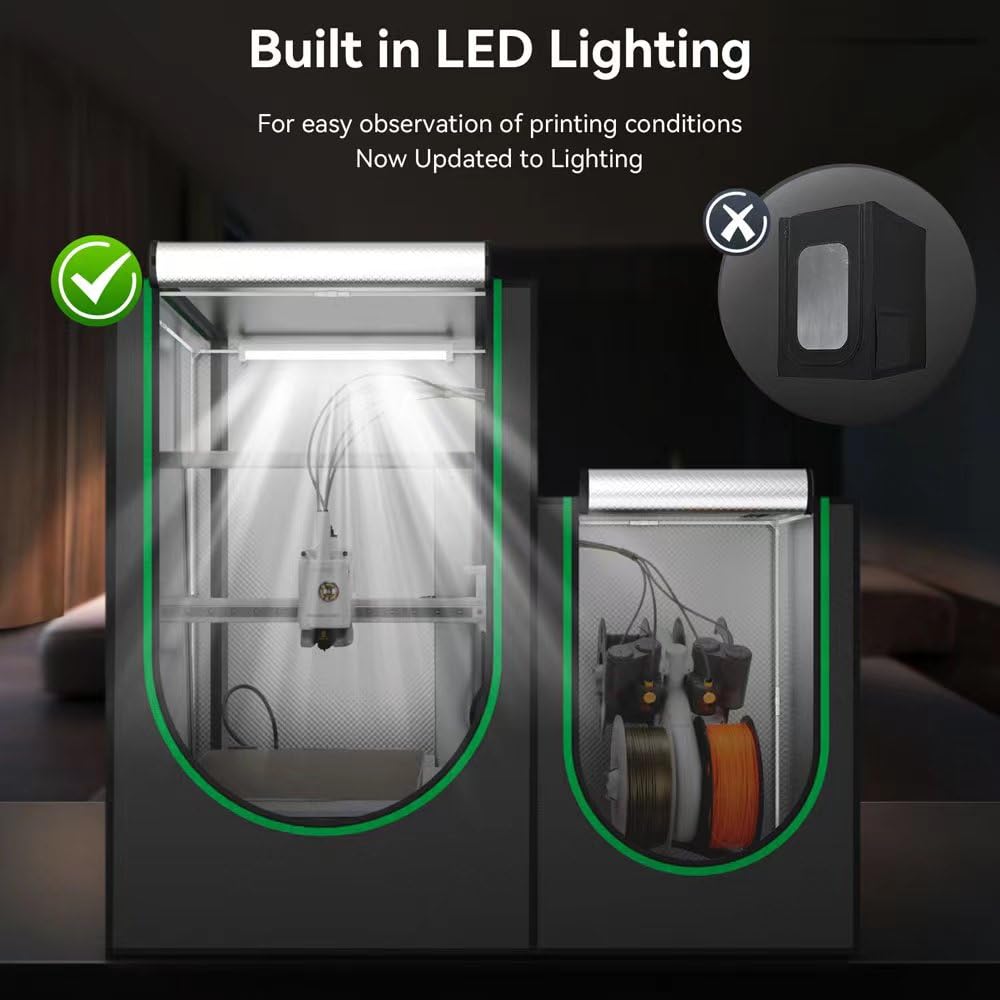 3D Printer Enclosure and Storage Box,Thermo-Hygrometer, LED Light, Fireproof Dustproof Tent Constant Temperature Protective Cover for Bambu Lab A1Series,Ender3 Series, Ender3 Neo 820 * 600 * 720mm Skouphy
