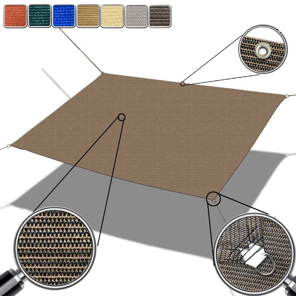 Alion Home© Custom Sized Straight Edge Sun Shade Sail with Anti-Rust Grommets and Stainless D-Rings for Patio, Awning, Garden, Pergola or Gazebo (9' x 15', Mocha Brown) Alion Home