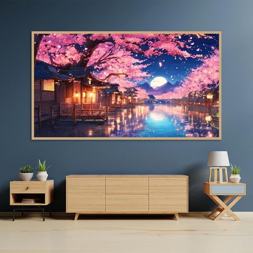 pchmcu Large Diamond Art Kits for Adults - 5D Sakura Diamond Painting Kits for Adults,DIY Full Drill Crystal Rhinestone Arts and Crafts,Picture Paint with Diamond Home Wall Decor 27.5 X 15.7inch pchmcu