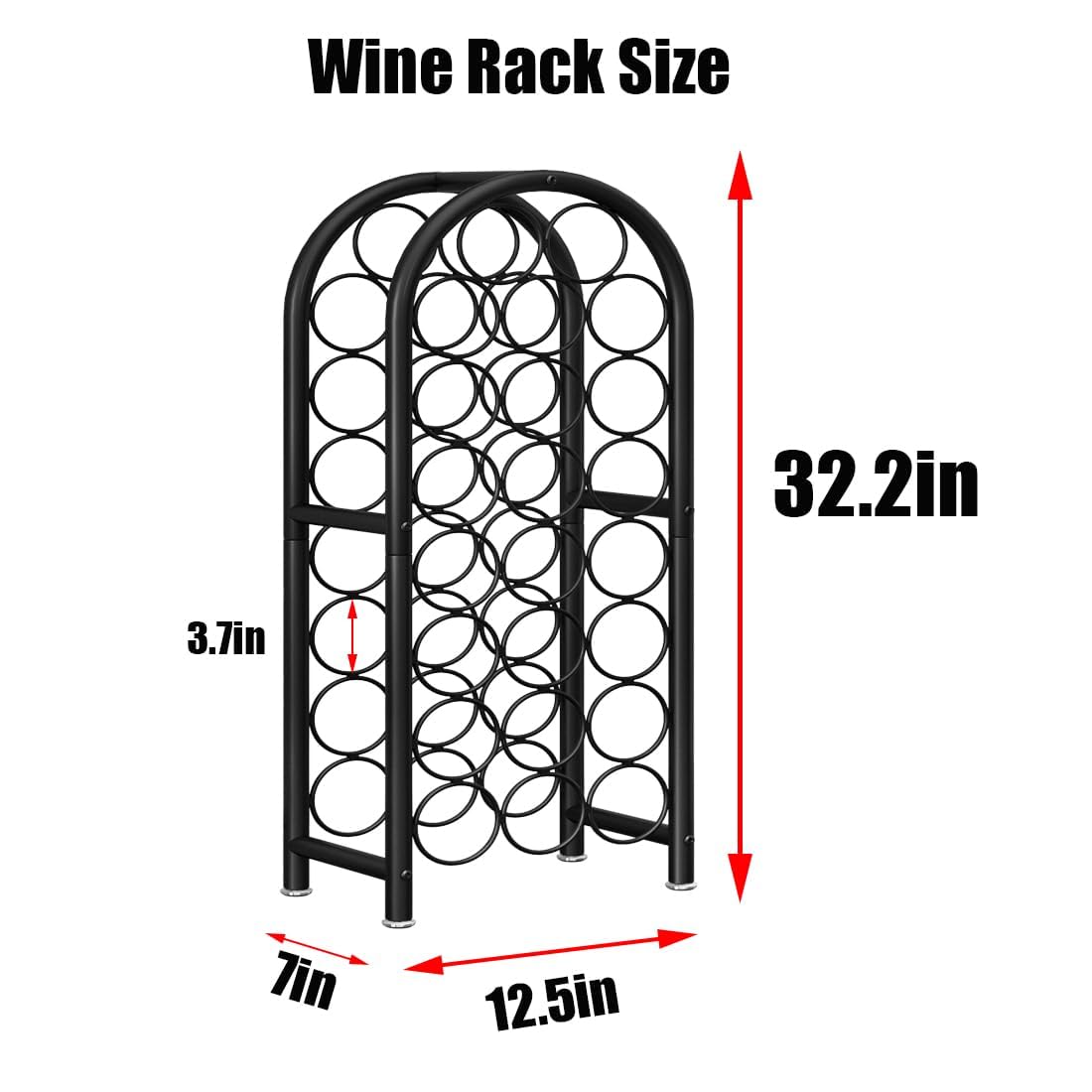 Dazioter Wine Rack Freestanding Floor Metal Holders Stands Organizer Storage 23 Bottles Black Dazioter