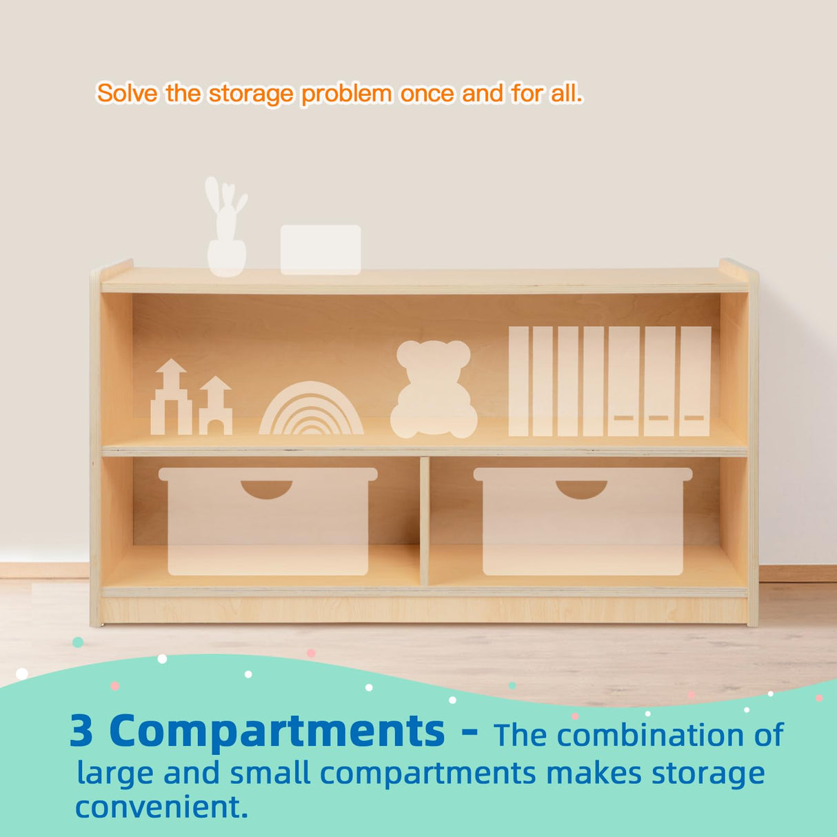 2-Tier Wooden Montessori Shelf and Organiser for Kids' Toys and Books OOOK