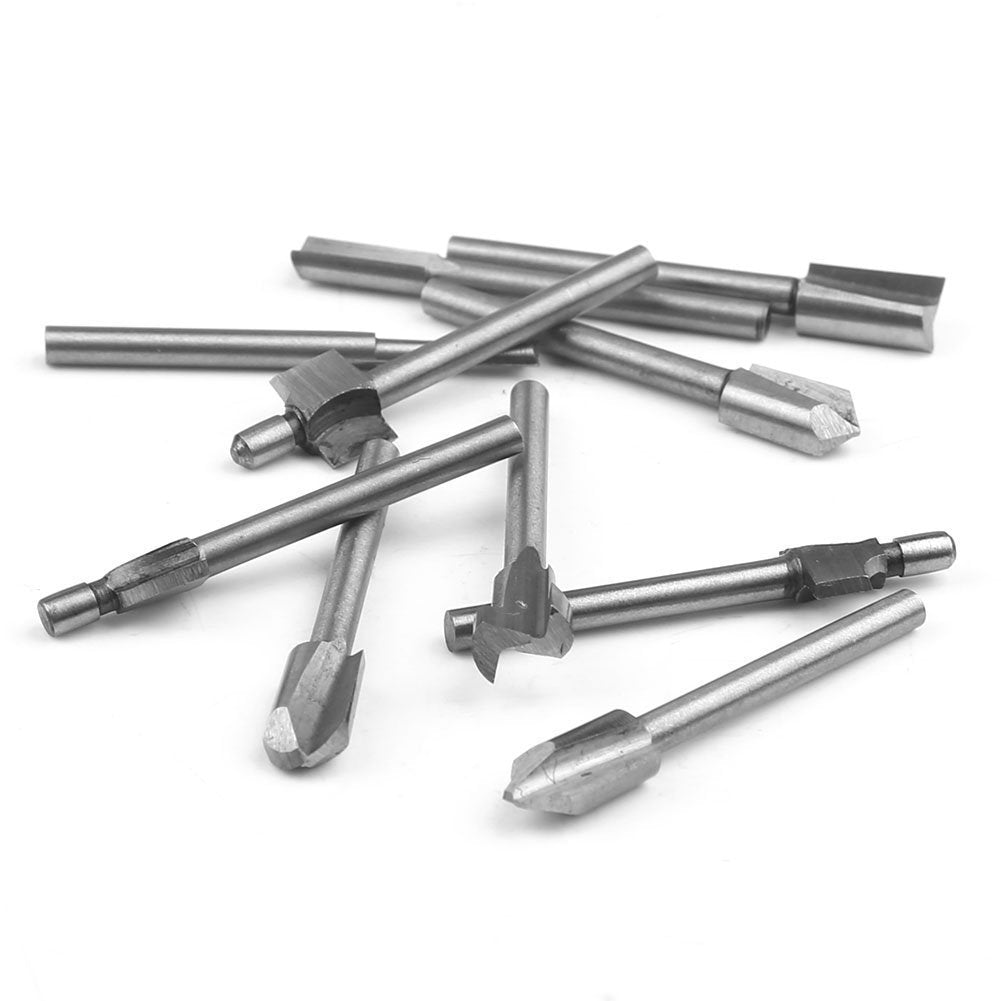 Yakamoz 10Pcs 1/8" Shank Titanium-Coated Router Bit Set Carbide Engraving Milling Cutter Trimming Bits for DIY Woodworking Carving Drilling Rotary Tools YAKAMOZ