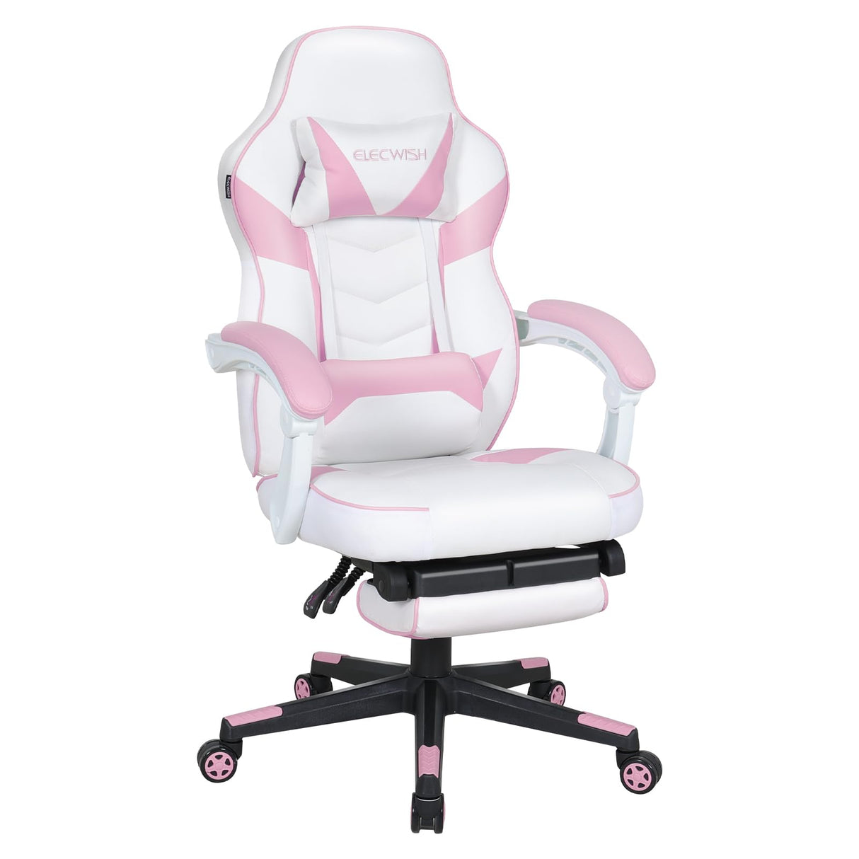 ELECWISH Pink Cute Kawaii Gaming Chair for Girl Ergonomic Desk Racing Office Adjustable High Back Game Swivel Leather Chair with Lumbar Support and Headrest, Pink ELECWISH