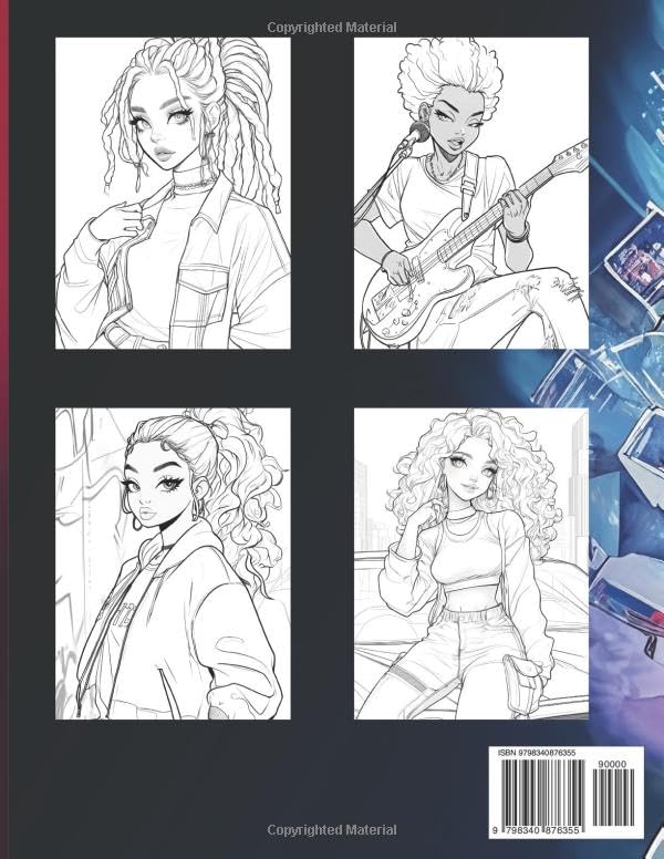 Anime Girls: Black Girls Edition Coloring Book: A Unique Coloring Journey for Teens and Adults. Relax with Fashionable, Fun, and Diverse Characters Majosta