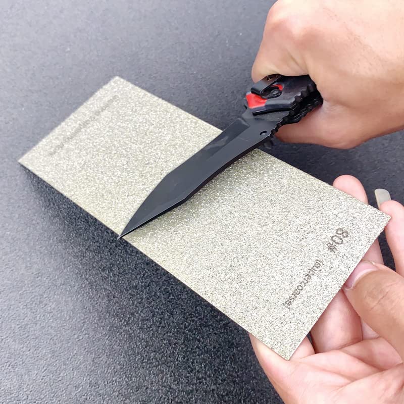 Diamond Sharpening Stone for 10 PCS and Stropping Leather Strop, 80/180/240/400/600/800/1000/1500/2000/3000 Grit Diamond Plate Honing Stone for Kitchen Sharpening Dull Knives Grindstone Tool Tiweio