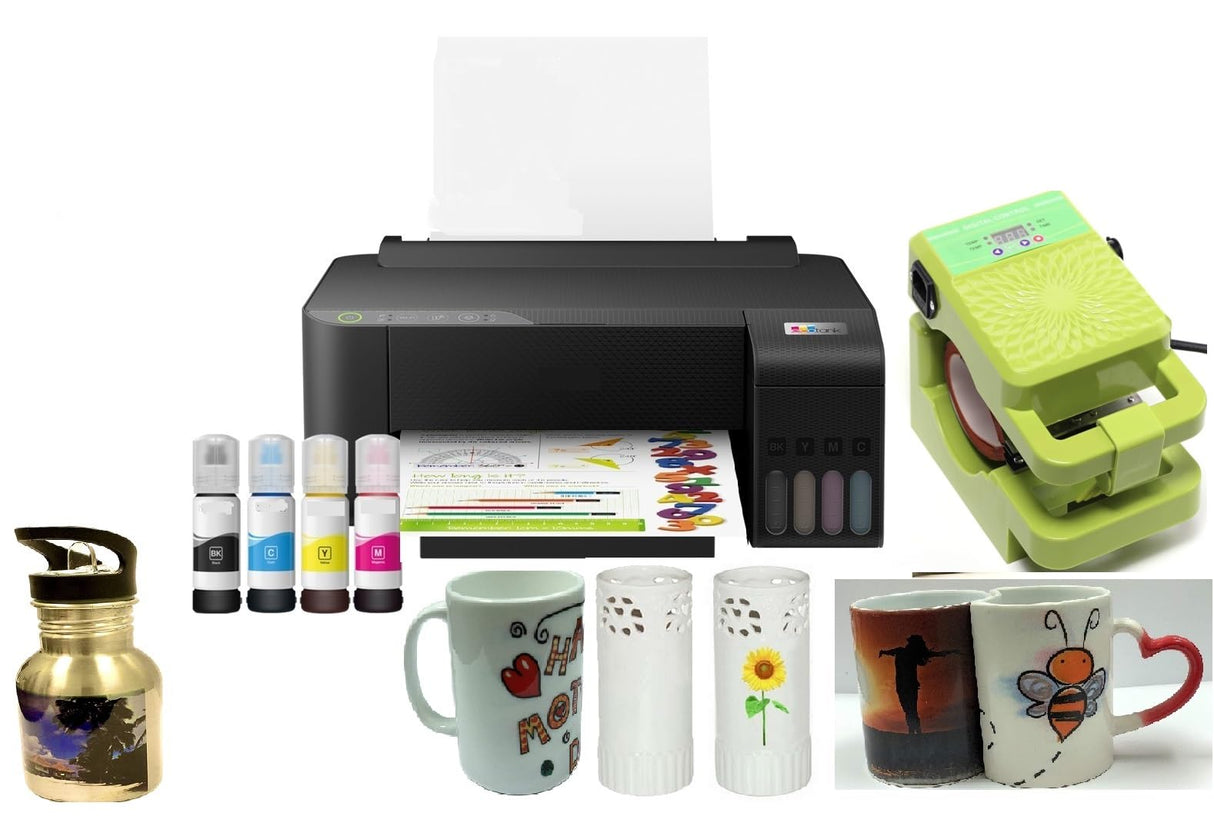 PC Universal Super-Tank Wireless Sublimation Printer Bundle for Custom Mug Design - Up to 10,000 Pages Yield/Bundle with Mug Press Machine & All Accessories WoodArtSupply