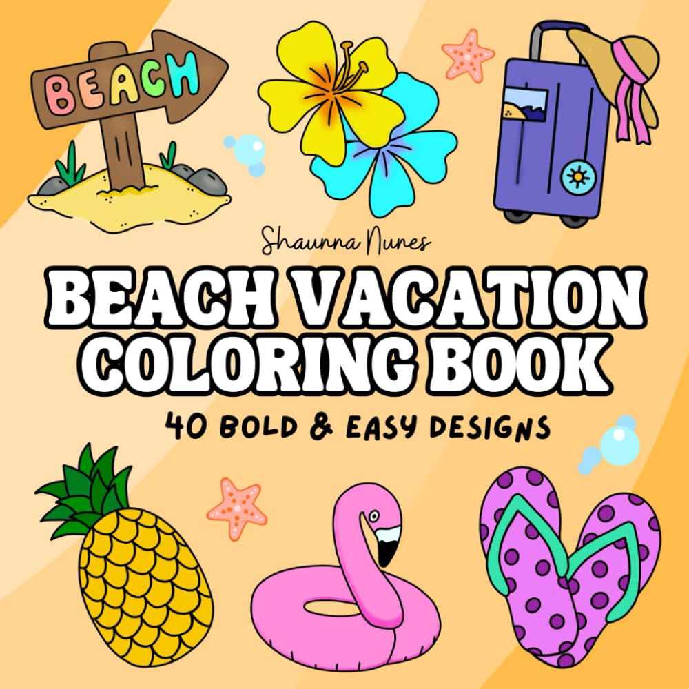 Beach Vacation: A Simple and Bold Coloring Book WoodArtSupply