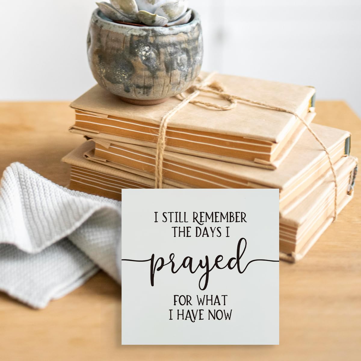 Inspirational Home Wooden Box Sign I Still Remember the Days I Prayed, Motivational Wooden Block Sign for Home Living Room Bedroom Decor, Farmhouse Kitchen Summerjokes