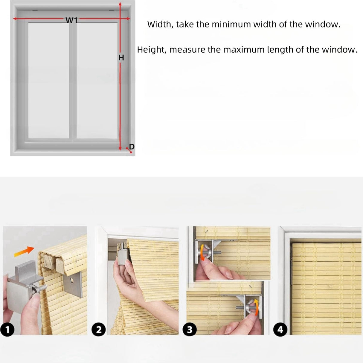 Cordless Natural Woven Wooden Curtains, Cordless Blackout Bamboo Roman Blinds, Natural Woven Wooden Curtains, Lined Bamboo Window Blinds with Excellent Privacy 31" W x 52" H Generic