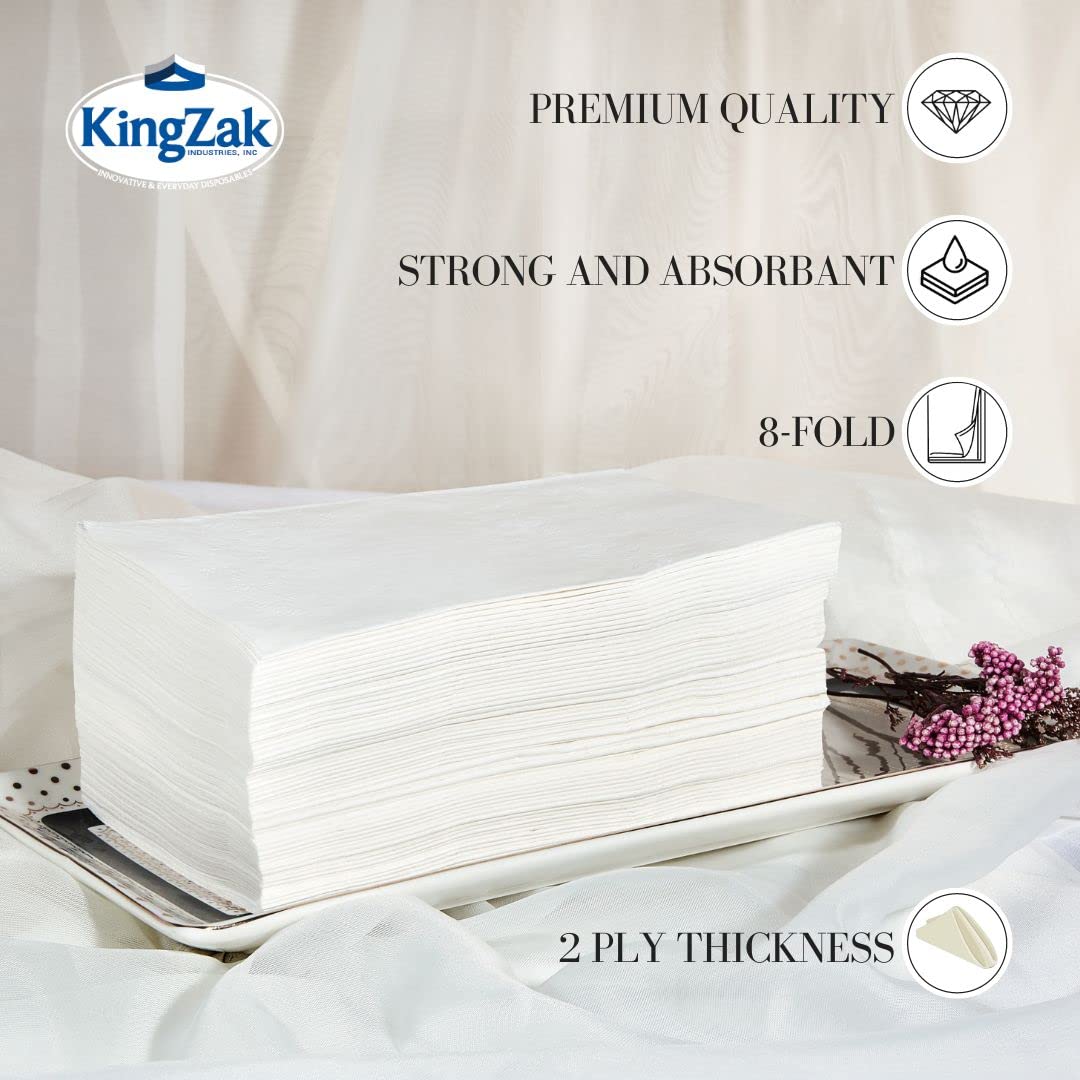 Premium White Napkins, 1/8 Fold Dinner Napkin, Disposable 2-Ply White Party Napkins, Value Pack 100 Count Nicole Home Collection