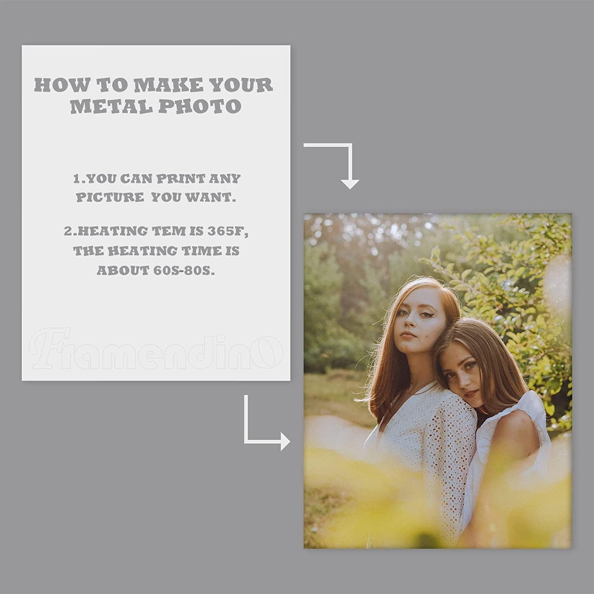 Framendino, 6 Pack Sublimation Blank Aluminum Metal Photo Wall Poster Frame for Thermal Sublimation Printing Photo (8x10 Inch) Framendino