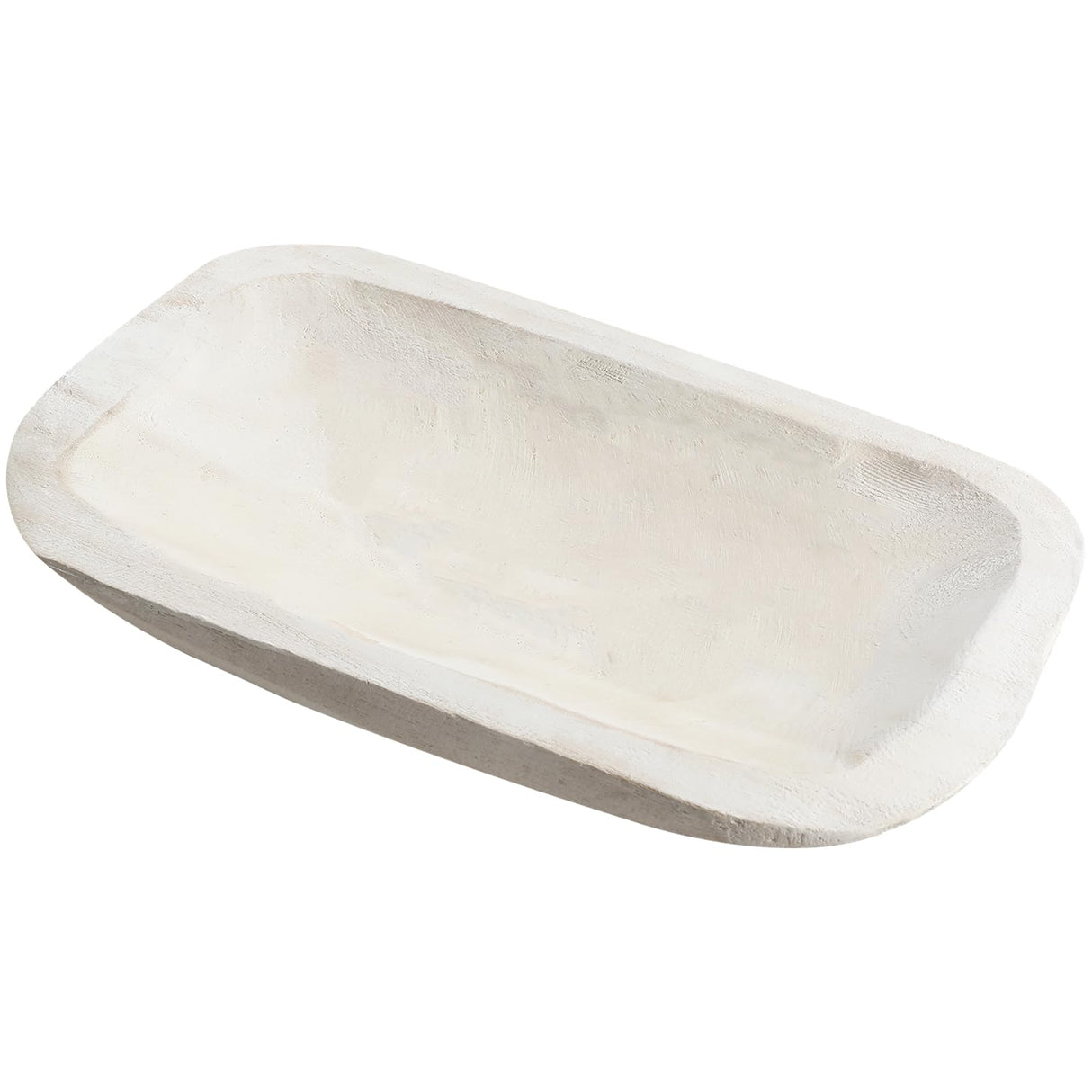 Xaatren Large Wooden Dough Bowl Decorative Wooden Bowl Rustic Wooden Long Dough Bowls Decor for Farmhouse Home Dining Table Centerpiece Living Room Kitchen Decorations (White,10 x 6 Inch) Xaatren