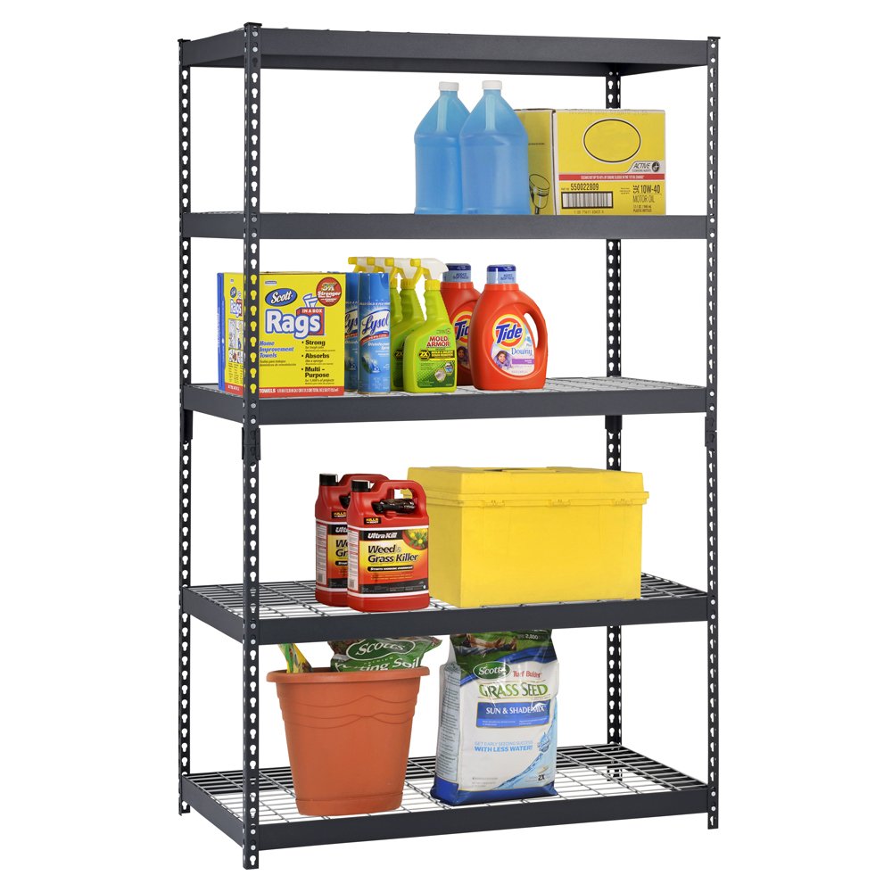 Edsal TRK-482478W5 Black Steel Shelving, 78" Height x 48" Width x 24" Depth EDSAL