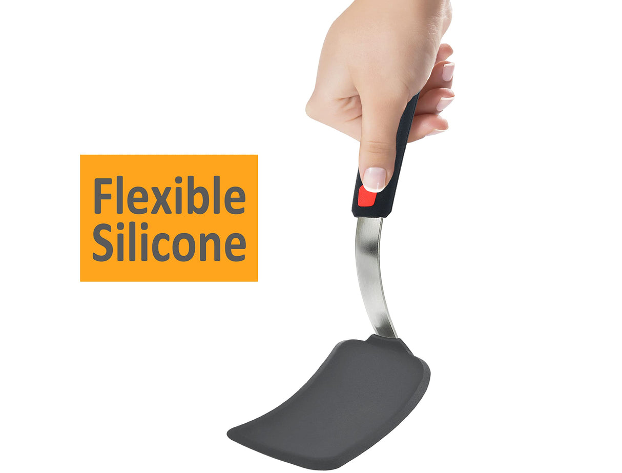 2 Pack Flexible Silicone Spatula Turner, 600°F Heat Resistant Silicone Spatula Set for Nonstick Cookware, Kitchen Silicone Cooking Utensil Set for Egg Pancake Flipper/Heat Resistant Silicone Grip BodiCal