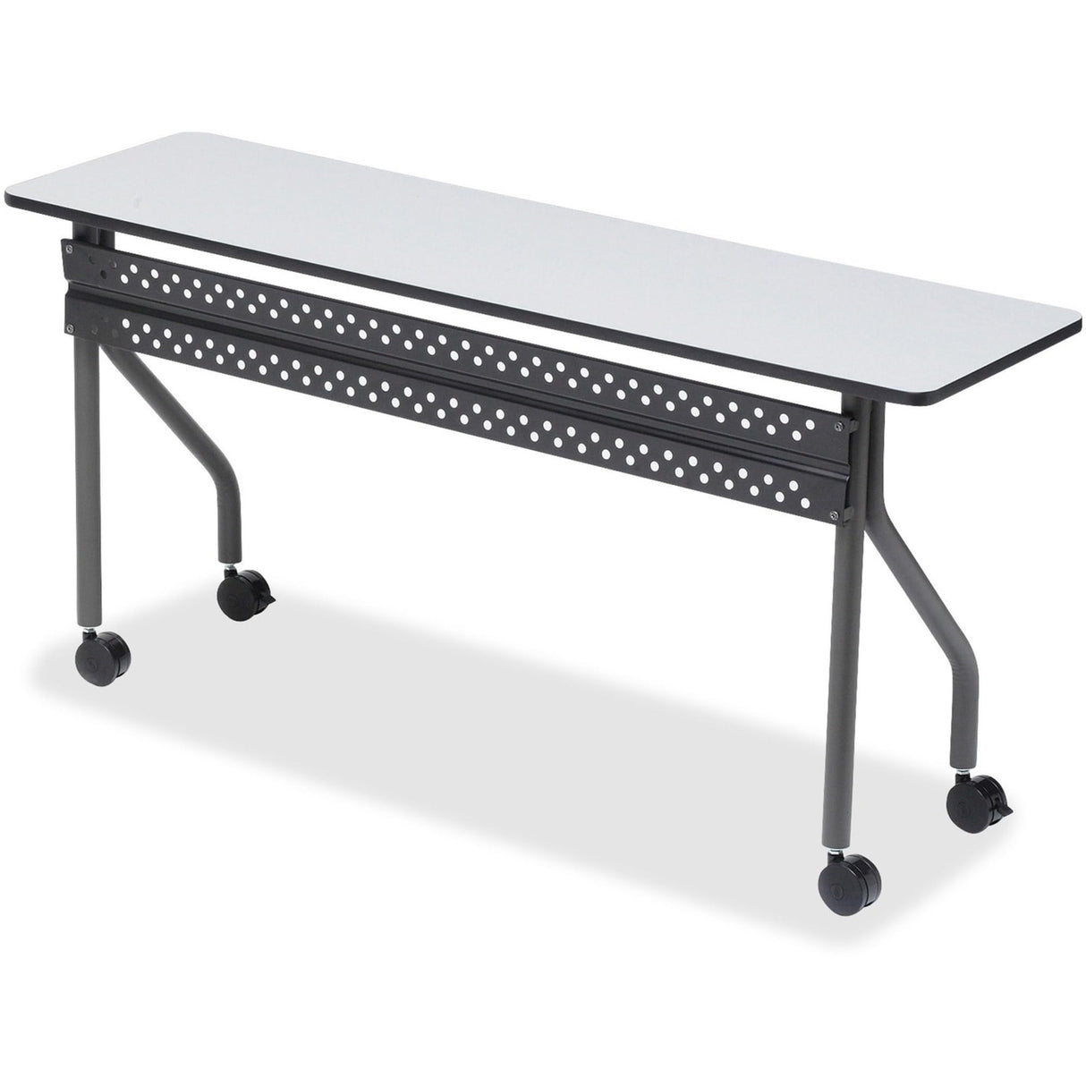 Iceberg Officeworks Mobile Training Table with Two Locking Wheels, Gray and Charcoal, 72" L x 18" W x 29" H,Grey Iceberg