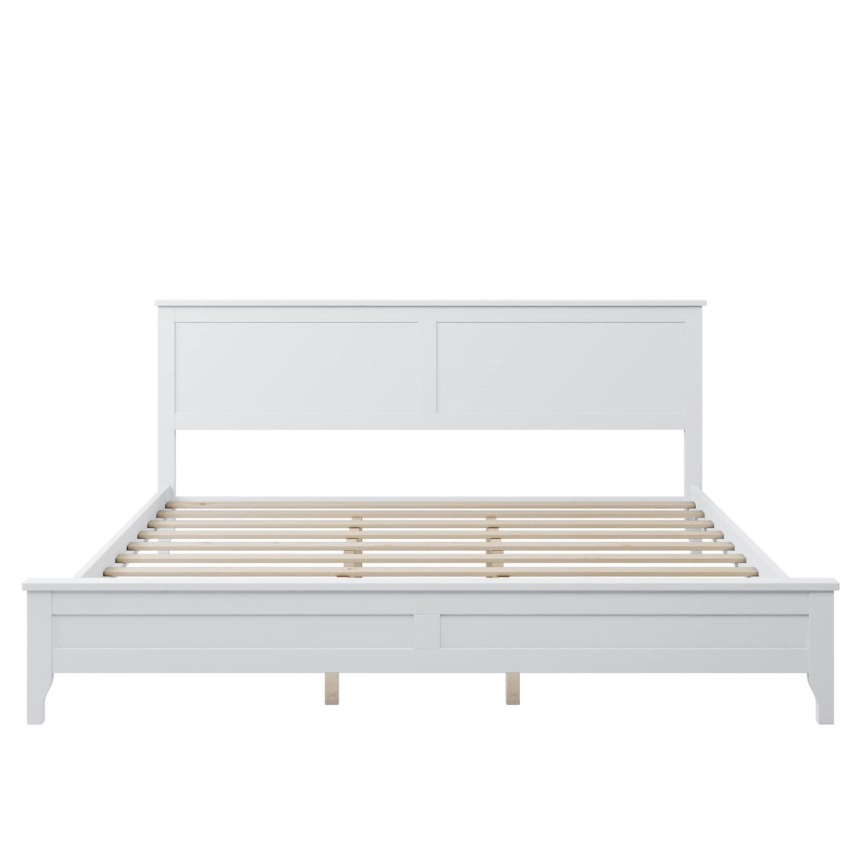 LZ LEISURE ZONE Modern White Solid Wood King Size Platform Bed with Headboard and Footboard LZ LEISURE ZONE