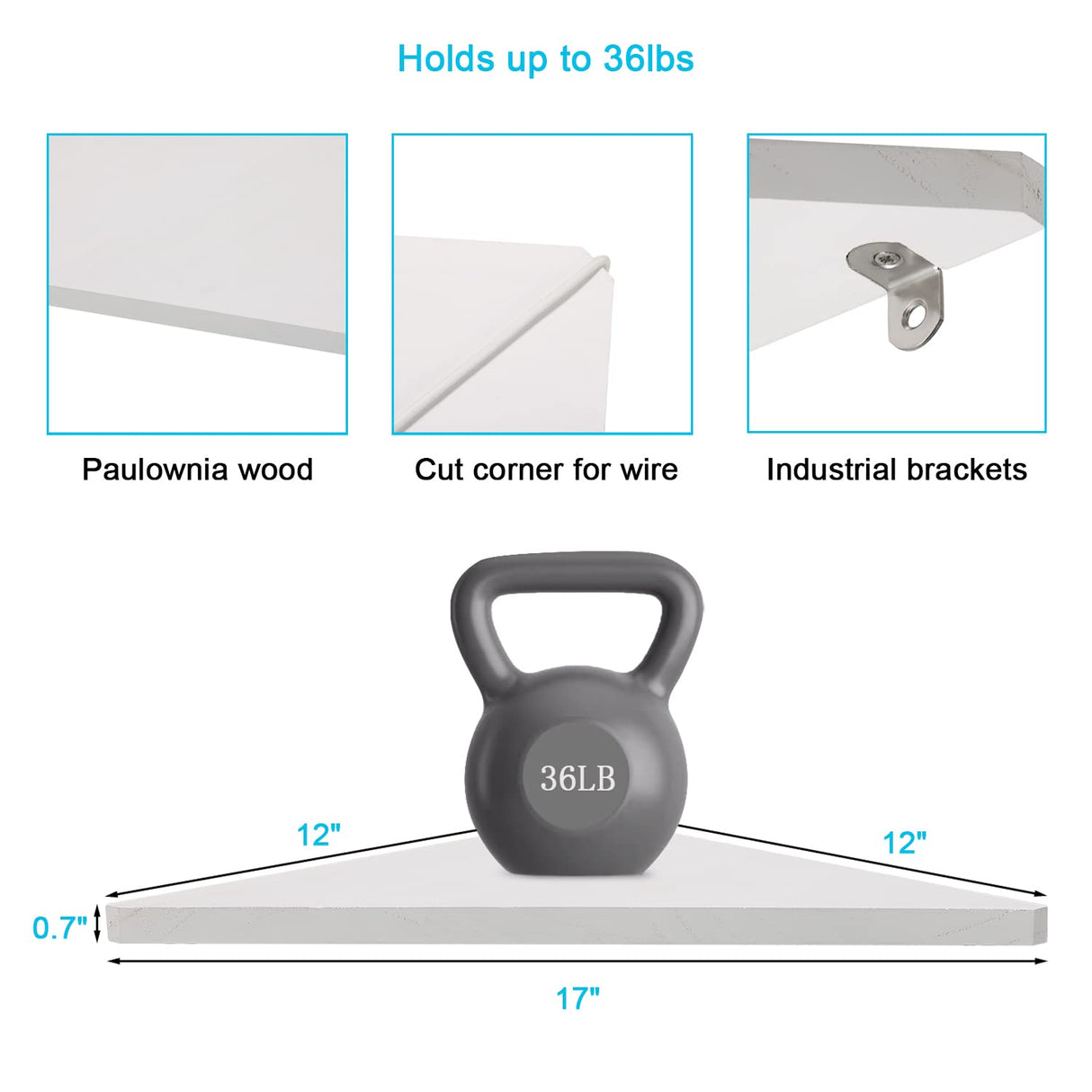 Joiishom Corner Wall Shelf Set of 3, Floating Corner Shelves for Wall, Rustic Wood Wall Storage Display Shelves for Living Room Bedroom Bathroom Kitchen (White) Joiishom