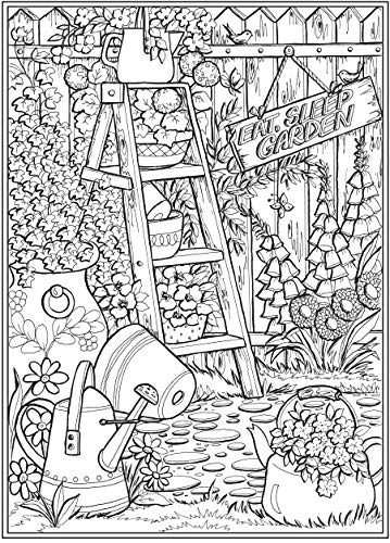 Creative Haven Country Gardens Coloring Book (Adult Coloring Books: In The Country) Dover Publications