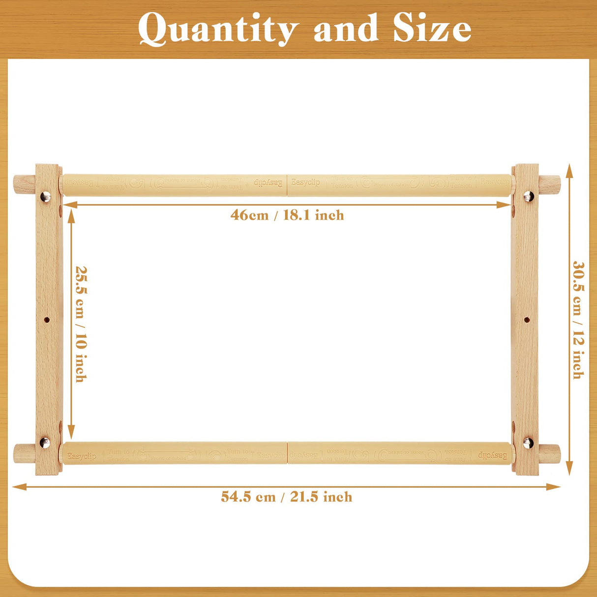 Needlepoint Embroidery Tapestry Scroll Frame Cross Stitch Frame Wooden Needlepoint Stretcher Wood Needlework Quilting Hoop Stand Stitching Holder Tool for Sewing, 12 x 21 Inch Yookeer