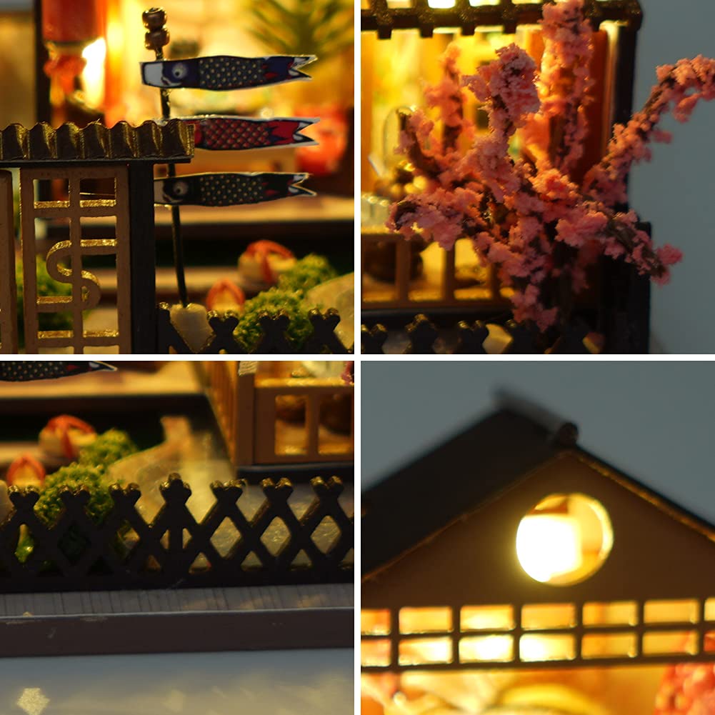 TOPBSFARNY Miniature Wooden Dollhouse Japanese/Seaside/Car House Market DIY Doll House Kit Villa Building 3D Model Creative Gifts for Friend and Parents (Japanese Style Villa) TOPBSFARNY