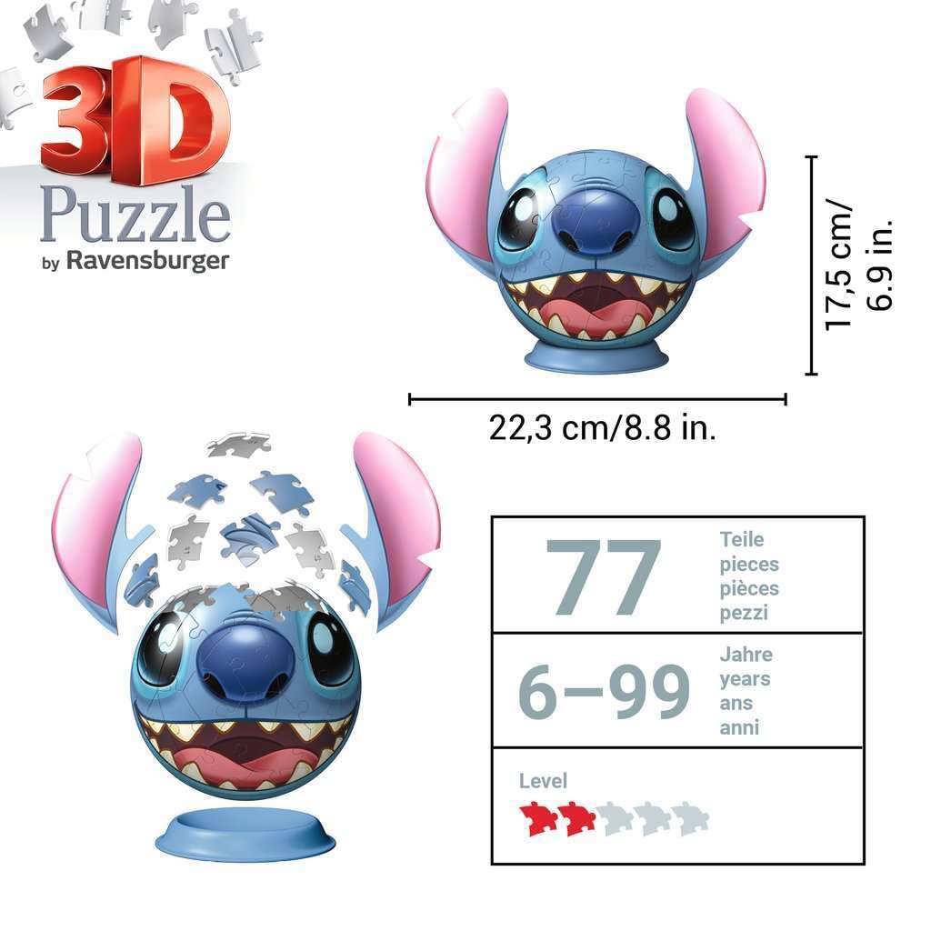 Ravensburger Puzzle-Ball Disney Stitch 72 Pieces Jigsaw Puzzle for Kids - Every Piece is Unique, Pieces Fit Together Perfectly Ravensburger