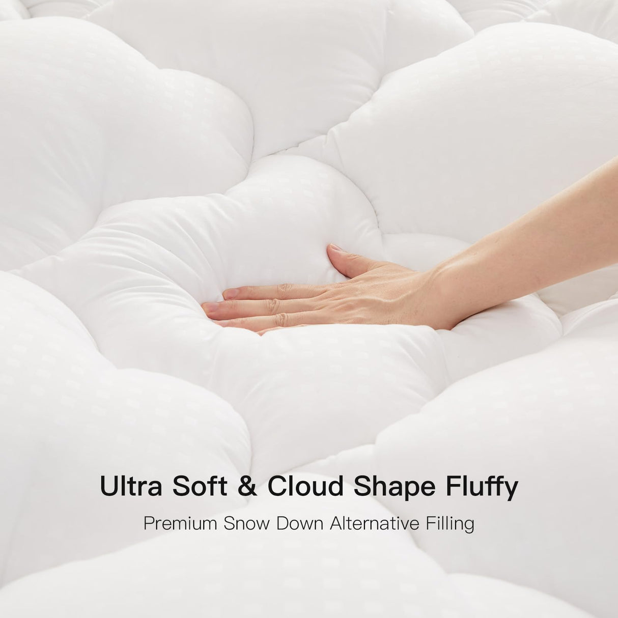 Belffin Pillow Top Mattress Topper Twin Size, Mattress Pad Cover with 8-21 Inch Deep Pocket, Bed Mattress Protector for Back Pain Relief, Soft Breathable Overfilled Down Alternative Filling, White Belffin