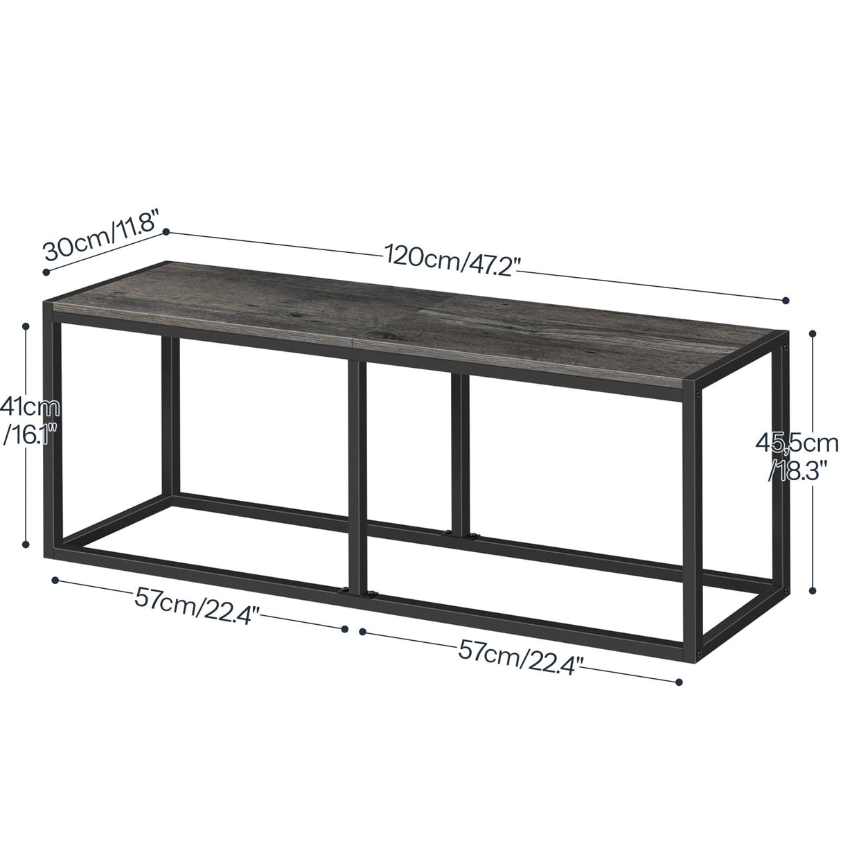 HOOBRO Dining Bench, 47.2 Inch Industrial Style Kitchen Table Bench, Steel Frame, Easy to Assemble, for Kitchen, Dining Room, Charcoal Gray and Black BC12CD01 HOOBRO