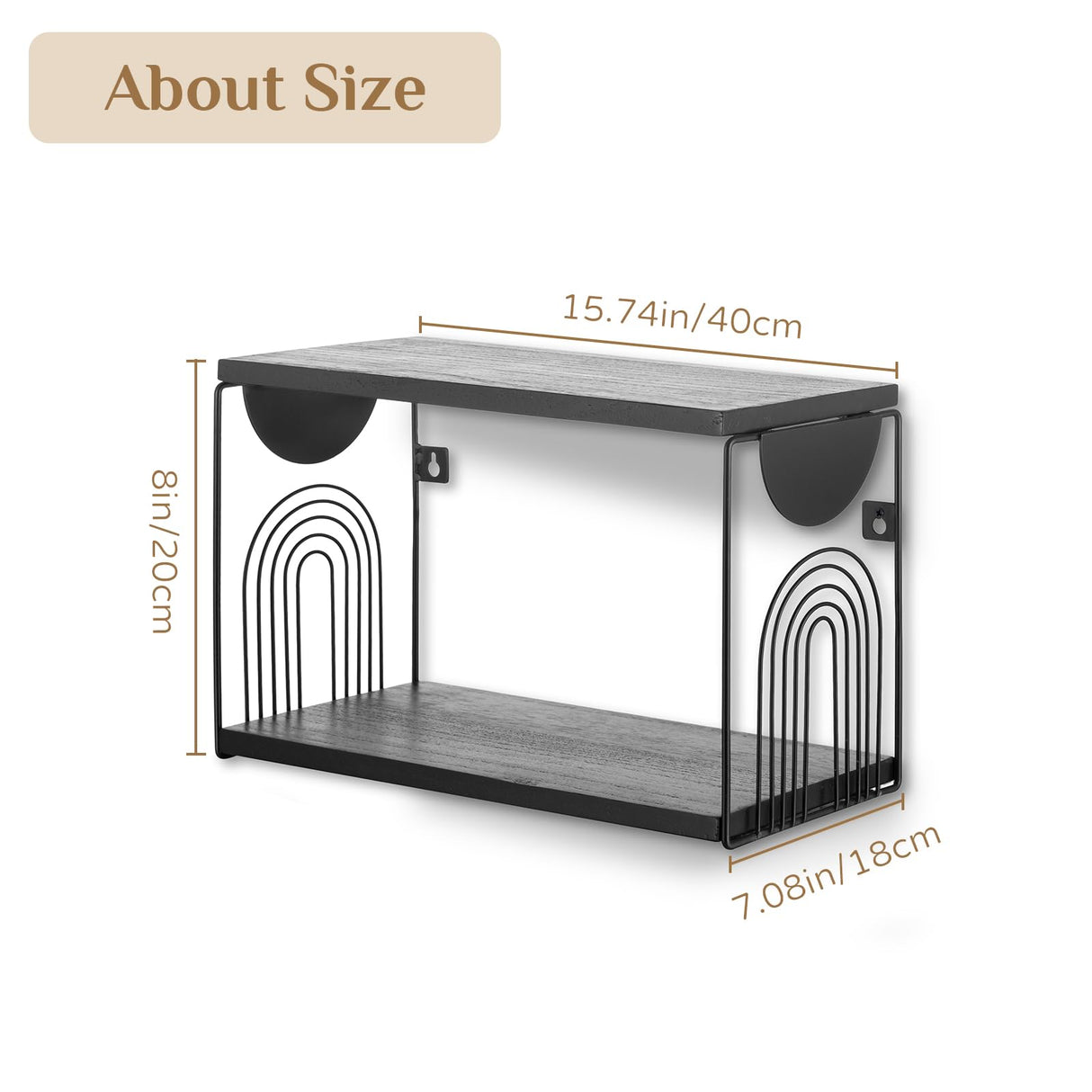 Walasis Black Nightstand Set of 2 - Floating Bedside Shelf Wood Wall Mounted Table Modern Hanging Night Stand Shelves Metal Walasis