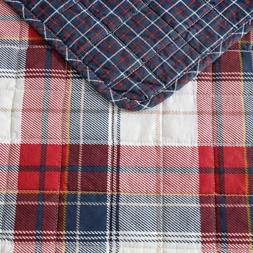 Nautica - Full/Queen Quilt Set, Super Soft Reversible Bedding with Matching Shams, Plaid Home Decor (Rosedale Red, Full/Queen) Nautica