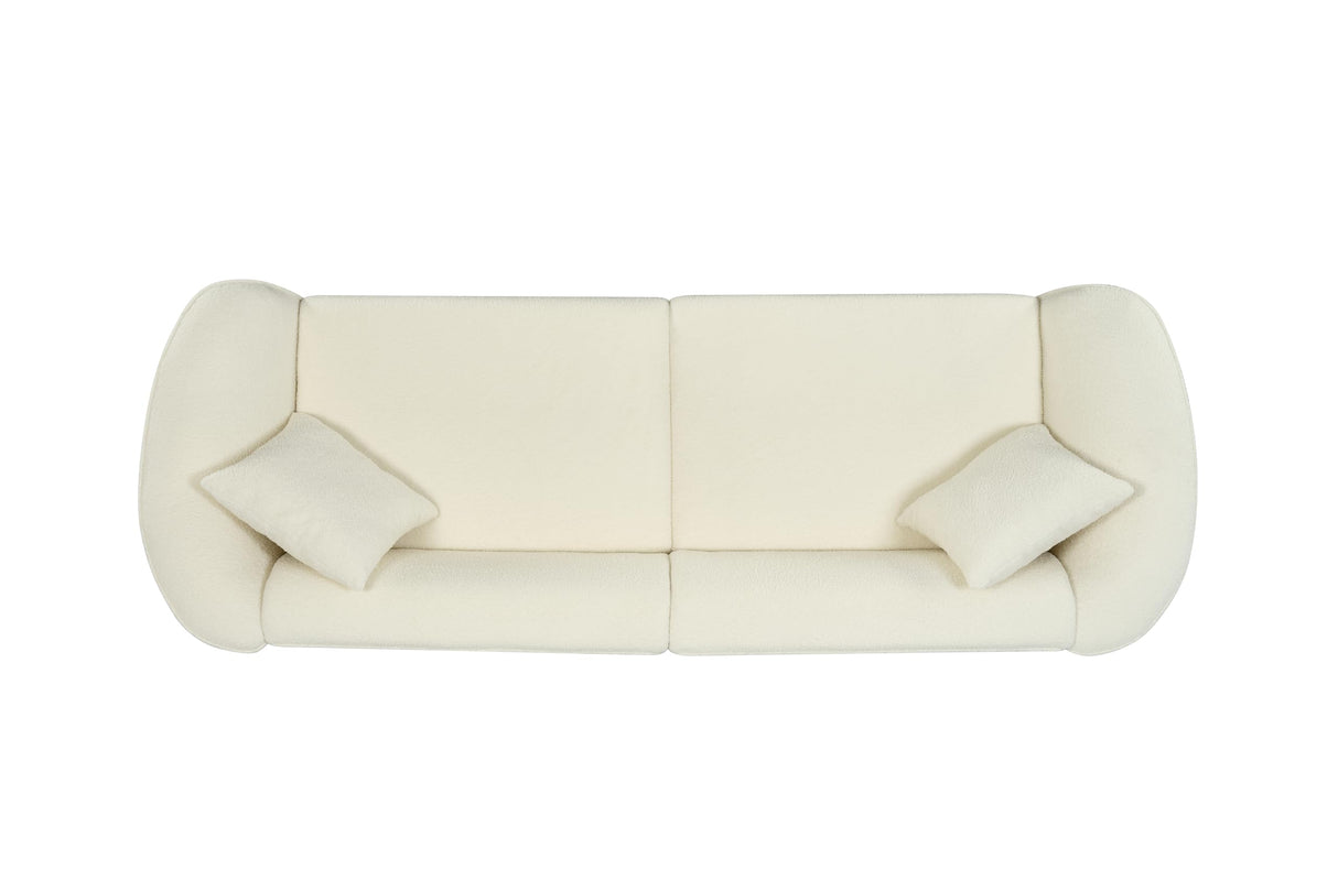 JURMALYN 87" Sectional Sofa Curved Couch, Modern 3 Seat Boucle Sofa Comfy Plush Couch for Living Room, Beige JURMALYN