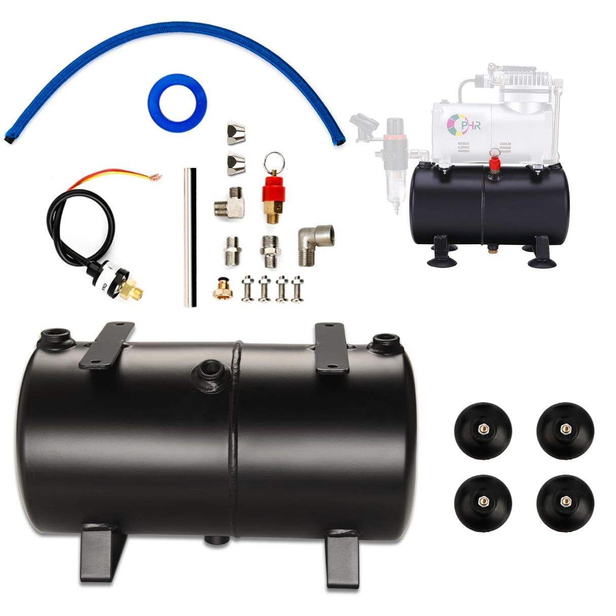 OPHIR 3L Air Tank Kit with Adapters Tube for DIY Airbrush Compressor, Black Air Tank Conversion Kit for Hobby Model Air Compressor Storage Tank OPHIR